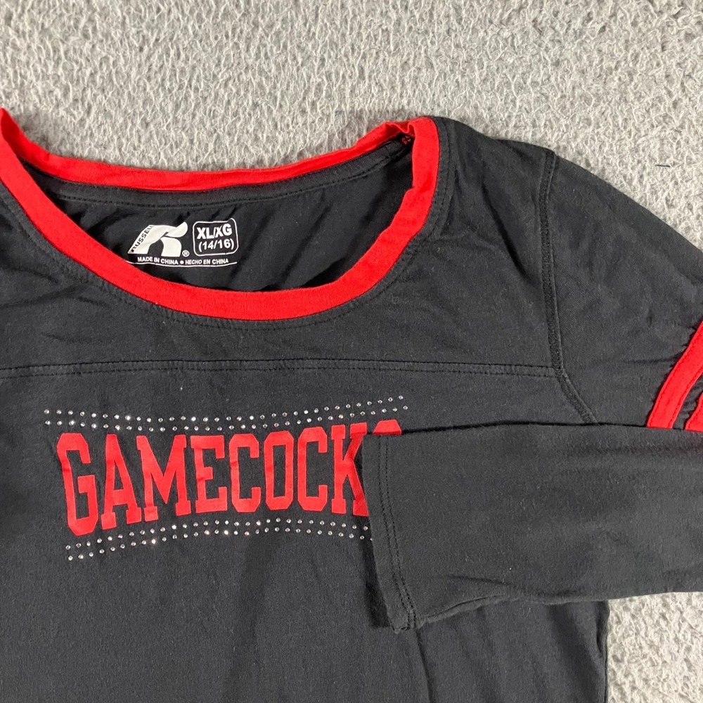 South Carolina Gamecocks Varsity Shirt Girls XL 14/16 Rhinestone Black y2k 90s